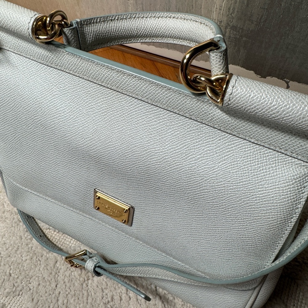 DOLCE & GABBANA light blue Leather Medium Miss Sicily Top Handle Bag - Picture 2 of 16